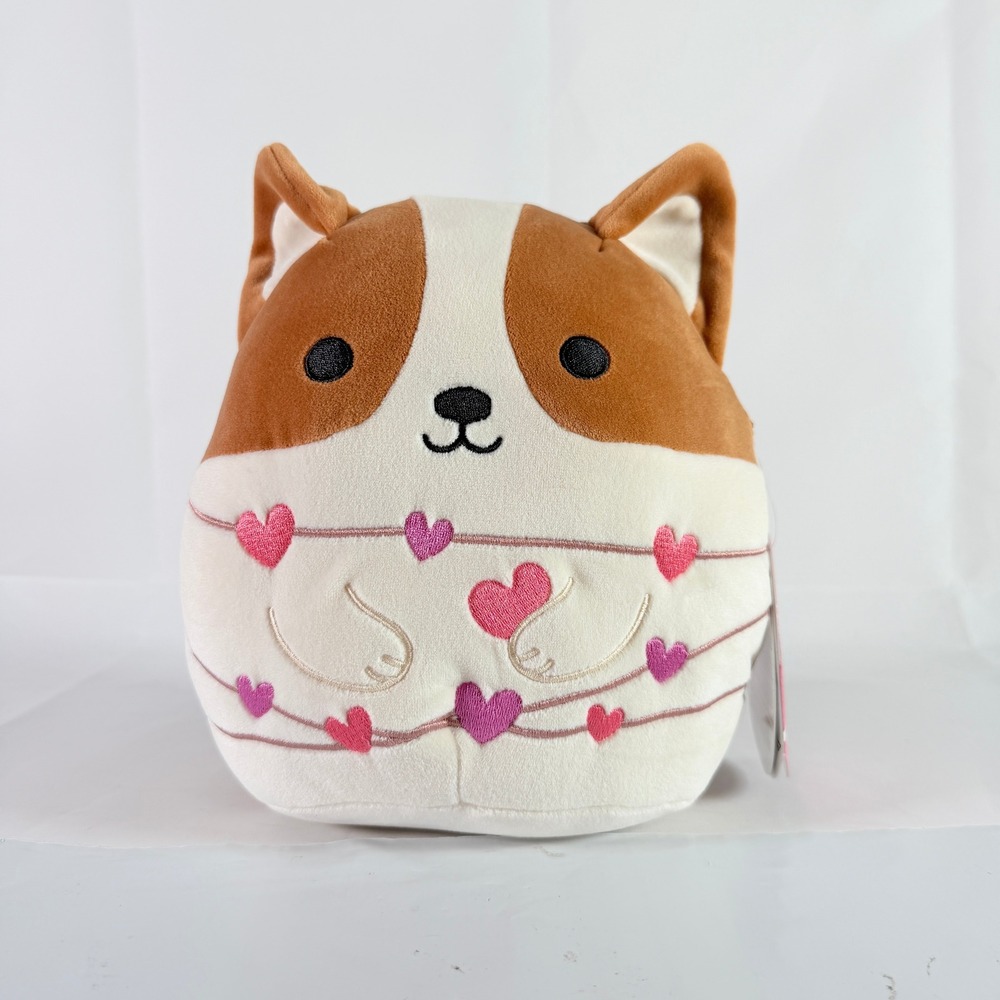 Squishmallow 8" Reginald Corgi Valentine Heart Lights Plush NWT